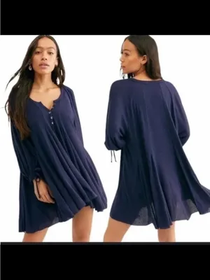 We The Free Free People Winter Sun Navy Tunic Dress thumbnail 2