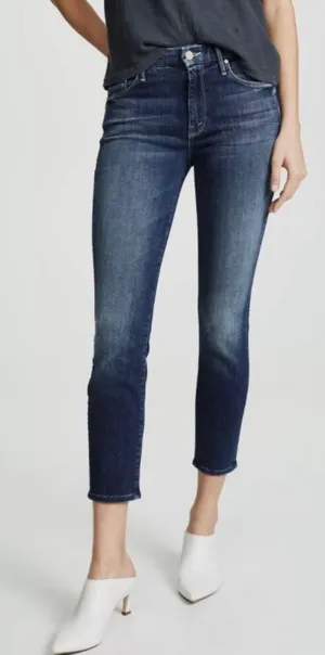 MOTHER The Looker Crop Denim Jeans On The Edge Blue Size 25 thumbnail 1