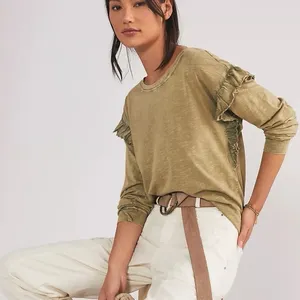 Anthropologie Pilcro Ruffled Open Back Long Sleeves Top in medium‎ thumbnail 1
