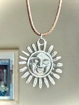 Handmade stainless steel sun boho retro vintage style necklace☀️ thumbnail 1