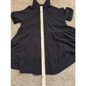 Vici Black On Black Polka Dot Oversized Babydoll Mini Shirt Dress Size Small thumbnail 7