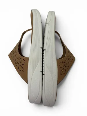 NWOT‎ EASY SPIRIT Rhee Tan Laser Cut Thong Platform Sandals Boho Festival, 9.5 thumbnail 7