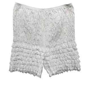 VTG 80s Women Cottage Coquette Bloomers L White Smocked‎ Lace Retro Ruffle Fairy thumbnail 4