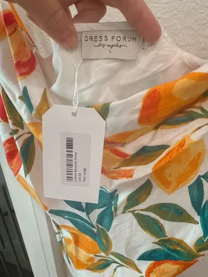 Dress Forum Citrus Print Slip Dress Large Lemon Orange Mediterranean Maxi Dress thumbnail 3