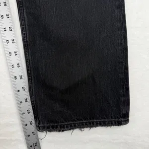 AGOLDE High Rise Straight‎ Leg Jeans Faded Black Raw Hem Size 30 Button Fly thumbnail 6