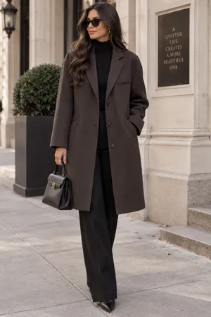 ZARA Brown Oversized Longline Blazer Coat Quiet Luxury Minimalist Old Money Sz S thumbnail 2