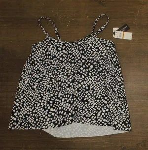 NWT Island Escape Cape Town Printed Tankini Swim Top N770658 Black / White 16W thumbnail 1