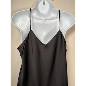NICOLE MILLER Midi Black Satin Ruched Slip Dress Size‎ Medium Evening Chic LBD thumbnail 6