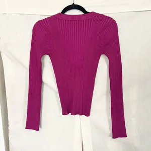 Lulus Chic Observations Purple Ribbed V-Neck Sweater Top thumbnail 7
