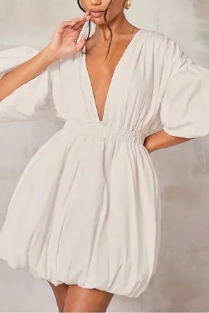 Pretty Little Thing White Puff Sleeve Dress thumbnail 1