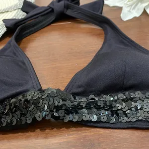 Rampage Vintage Black Sequins bikini top thumbnail 5