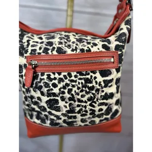 Coach Ocelot Cheetah Shoulder Bag Purse Red Black Cream Tassel Hang Tag thumbnail 10
