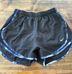 Nike Women's Dri-FIT Running Workout Shorts - Size Medium Black & Blue thumbnail 1