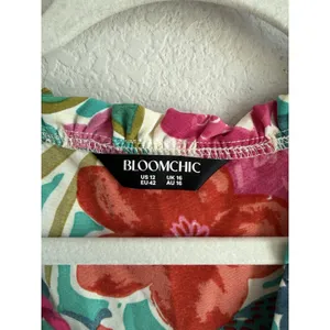 Bloomchic Tropical Floral Jumpsuit Teal/Multicolor Lightweight‎ Wide Leg Size 12 thumbnail 7
