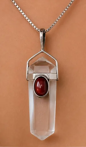 Estate Sterling Silver Quartz Garnet Pendant Necklace Vintage Stunning 926 thumbnail 1