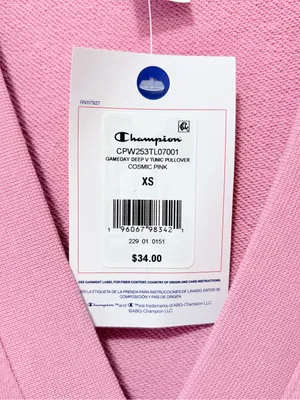 Champion Gameday Deep V Tunic French Terry Pullover Cosmic Pink Size XS NWT thumbnail 9