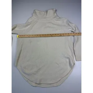 Athleta‎ Cream Ribbed Turtleneck Sweater Curved Hem Cozy Knit Medium M thumbnail 9
