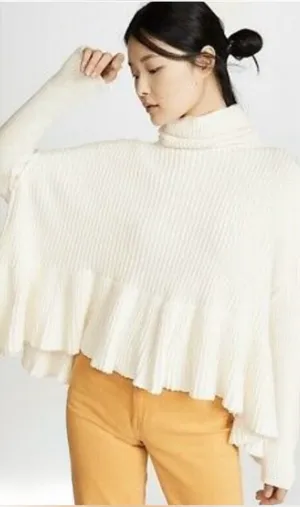 Free People Layer Cake Turtleneck Sweater Cream Size XS thumbnail 1