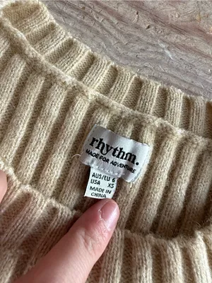 Rhythm Ribbed Knit Sweater Size XS Tan thumbnail 4