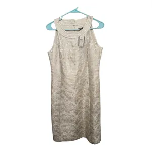 Ann Taylor Metallic Jacquard Sheath Dress in Champagne Gold thumbnail 3