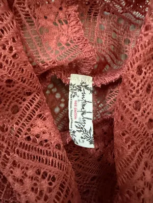 Free People Sweet Memories Dainty Boho Chic Earthy Lace Long Sleeve size small thumbnail 7