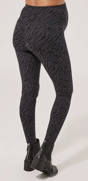 Pact Womens Black Organic Cotton Go-To Leggings Tonal Zebra Sz S thumbnail 1