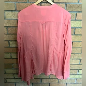 Maeve Anthropologie Orange/Pink Laiken Henley Popover Top Lightweight Size 10 thumbnail 6