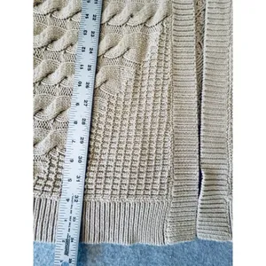 Bass Knit Cardigan Womens Sweater L/XL Cable‎ Texture Chunky Tan Beige Sand thumbnail 9