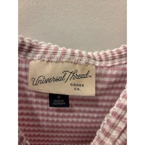 Pink White Striped Ribbed Tank Dress Bodycon Mini size M thumbnail 4