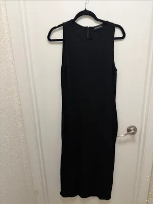ANINE BING Savannah Dress in Black Waffle. thumbnail 2