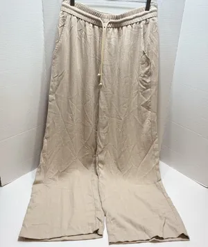 Halara High Waisted Drawstring Pocket Wide Leg Casual Linen-Feel Pants 30x29 thumbnail 1
