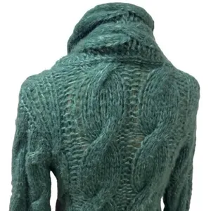 Anthropologie Sleeping‎ on Snow Green Knit Wool Blend Zipup Jacket Cabin Cozy S thumbnail 7