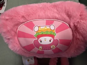 Sanrio My Melody Burger Graphic Pink Fuzzy Plush Handbag thumbnail 2