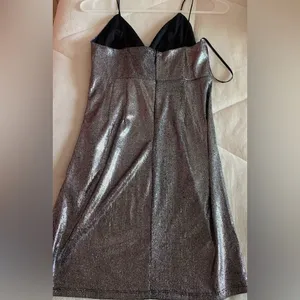 NWT FOREVER 21 SILVER METALLIC PARTY Mini Dress size S Holiday New Years Eve thumbnail 2