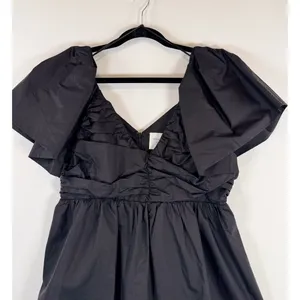 Hyacinth House Womens Top Black Margaux Flutter V Neck Peplum Blouse Medium thumbnail 7
