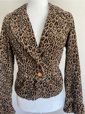Leopard Print Brown Women's Blazer Jacket thumbnail 3