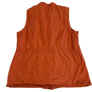 Love Tree Womens Burnt‎ Orange Utility Vest Sherpa Lined Cotton Full Zip Large L thumbnail 2