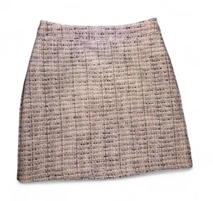 NEW Loft Ann Taylor Women 2 Tweed Plaid Skirt A-Line Fully Lined Brown Gold thumbnail 1