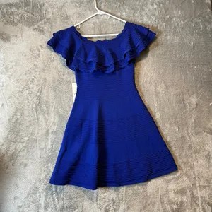 Eliza J Small Royal Blue Off Shoulder Ruffle Fit & Flare Cocktail Dress New thumbnail 5