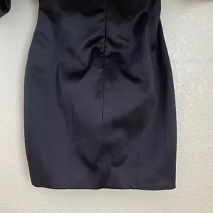 HOUSE‎ OF CB 'Selena' Black Satin Puff Shoulder Dress off shoulder /Size S thumbnail 10
