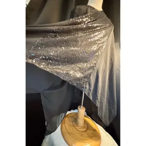 Black Sequin Kaftan Top Sheer Batwing Sleeve Oversized Party Blouse goth thumbnail 7