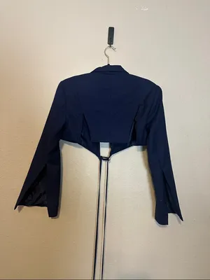 Revolve Lioness Miami Vice‎ Cropped Wrap Blazer Tie Waist Navy Y2K Size XS thumbnail 5