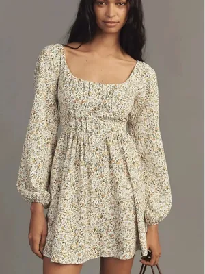 Anthropologie Long-Sleeve Corset A-Line Mini Dress thumbnail 6