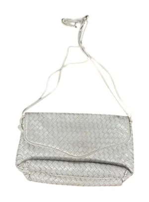 Vintage Woven Leather Crossbody Bag Ivory Cream Intrecciato Style 1980s 1990s thumbnail 1