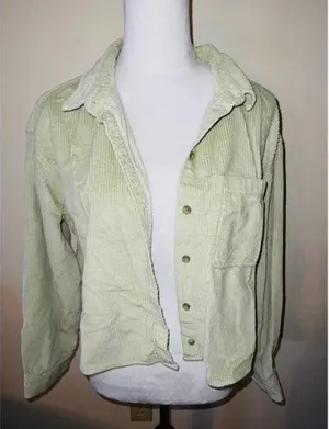 American Eagle Light Green Corduroy Jacket thumbnail 1