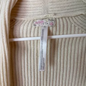 Free People Cardigan Womens OS Cream Ribbed Knit Shawl Collar Open Front Sweater thumbnail 2
