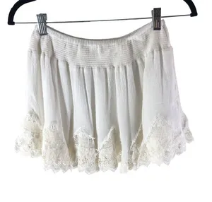 Surf Gypsy Mini Skirt Swim Cover Crinkle Crochet White S thumbnail 1