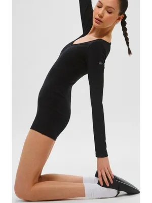 Alo Keep It Sleek Ribbed Onesie Black Zip-Up Long Sleeve Zipper Henley Romper S thumbnail 5