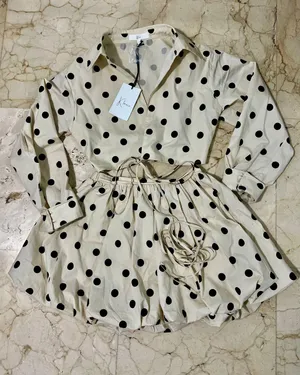 Boutique K Lesis Polkadot cropped wrap shirt and balloon skirt thumbnail 5