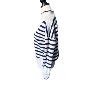 Lands End Women's Sweater White Blue XS thumbnail 2